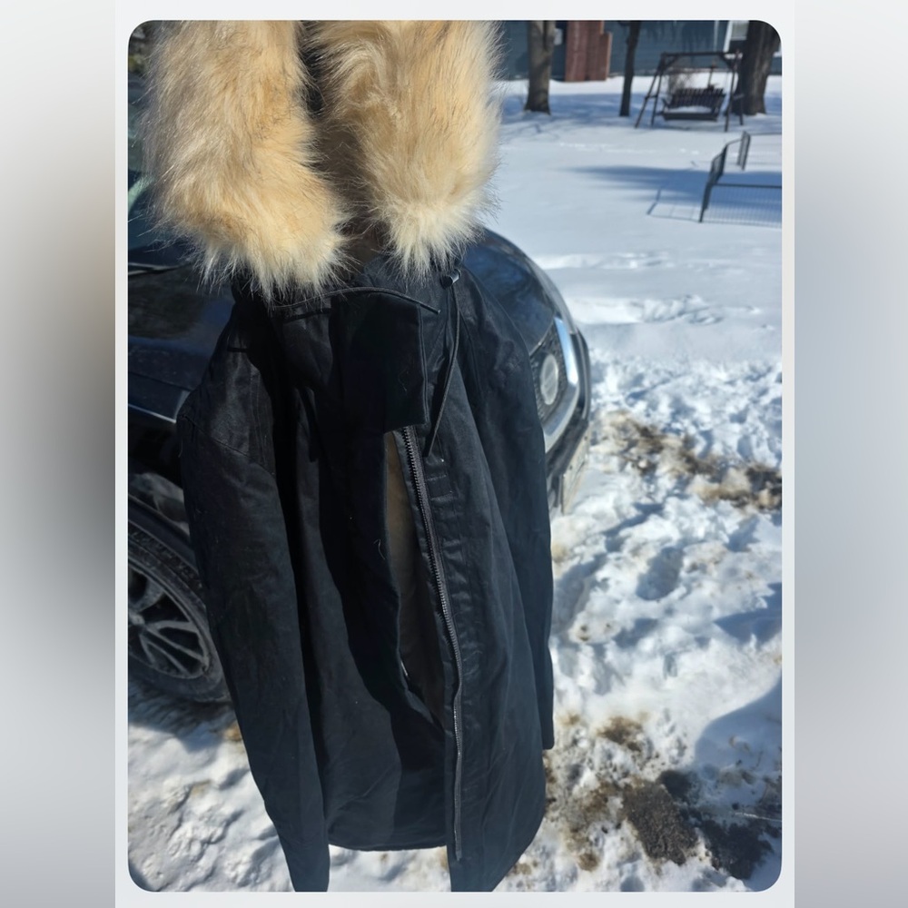 Hoodlamb new black parka with Faux Fur Hood - Picture 2 of 9